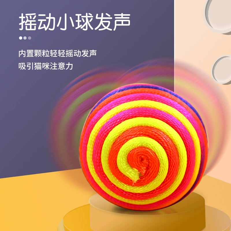 Кошка Радужный Мяч Игрушка Домашнее Животное Игрушка Мяч Котенок Мяч Игрушка Колокольчик Мяч Кошка Мяч Радуга Укус 6