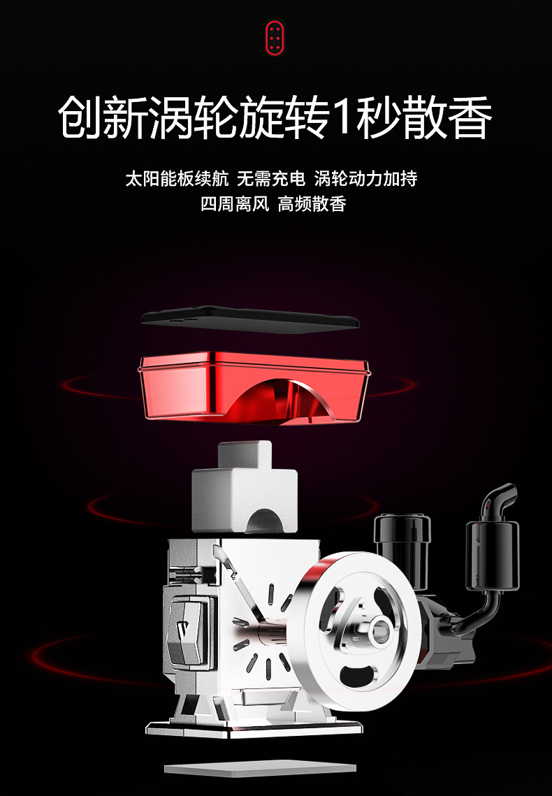 New Cross-Border Fortune-Enhancing Car Fragrance Diffuser with Long-Lasting Scent, Solar-Powered Automatic Rotating Car Perfume Decoration Ornament