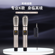 跨境无线万能话筒一拖二KTV调频U段舞台家用家庭娱乐教学音响麦克