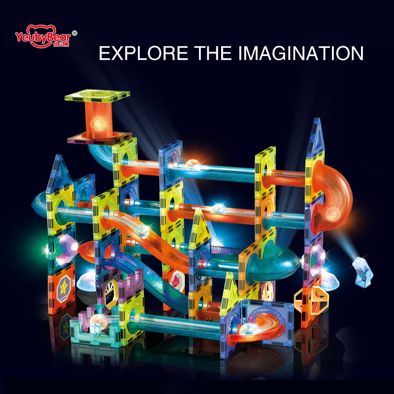 Bloques magnéticos con rodillos y tubos para niños