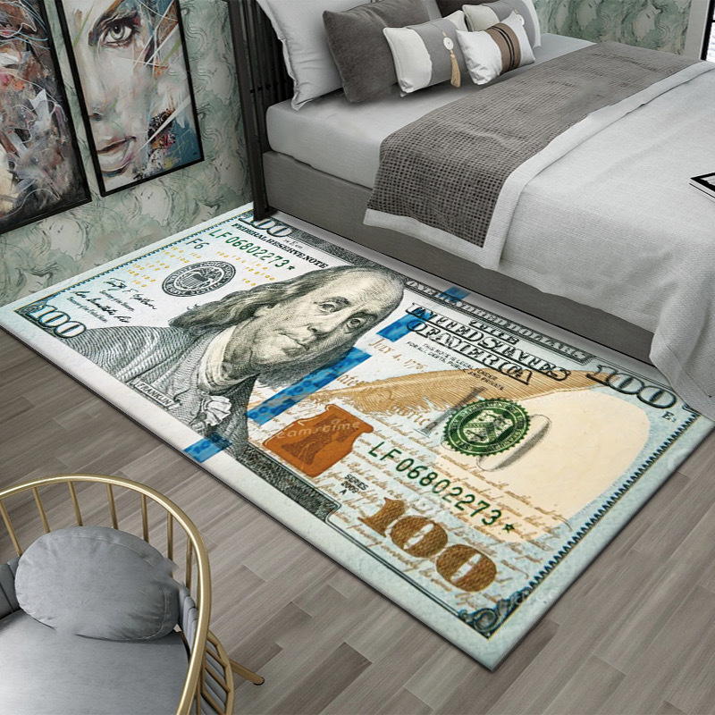 Generic 100 Dollar Bill Rug Multicolor