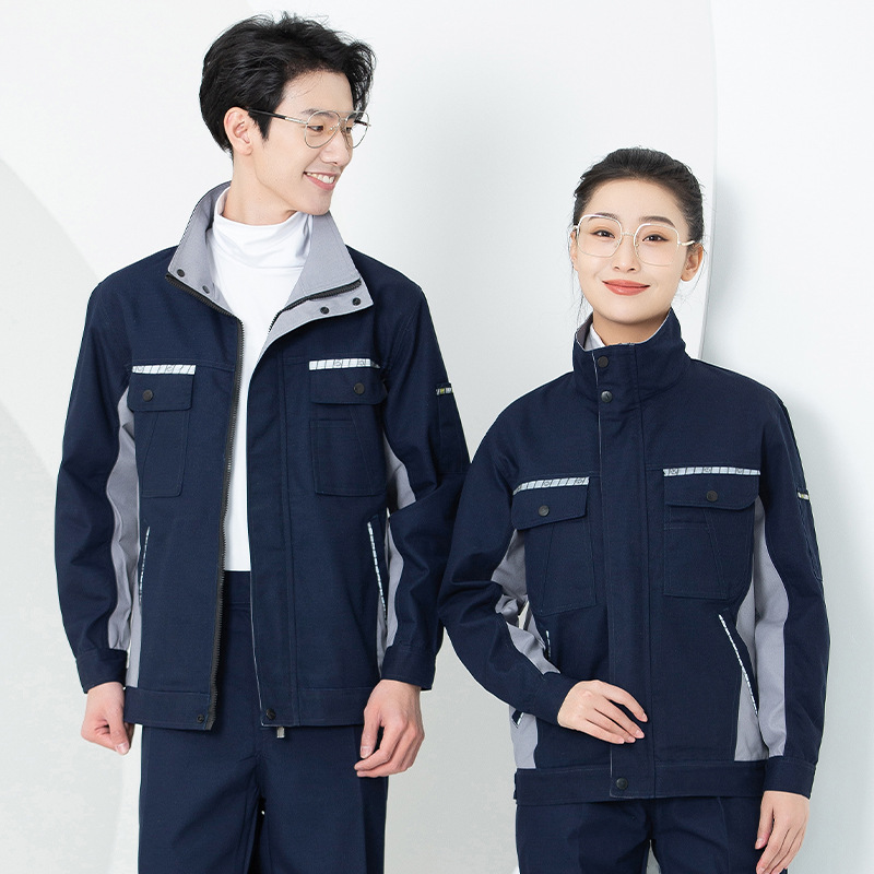 Primavera y otoño conjunto de ropa de trabajo masculina desgaste oficina de reparación de automóviles sitio de construcción de instalación de agua y electricidad trabajadores de seguro laboral personalizados / fabricados