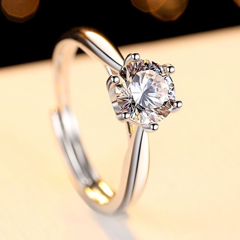 S925 Sterling Silver Fashion Crown Six-Claw Diamond Women's Ring Centennial Classic Wedding Ring Marriage Proposal Couple's Ring Diamond Ring