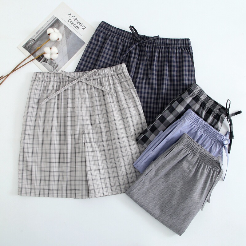 2024 New Spring and Summer Men's Shorts Thin Cotton Pajama Pants plus size Loose Double Gauze Breathable Home Pants Air Conditioning