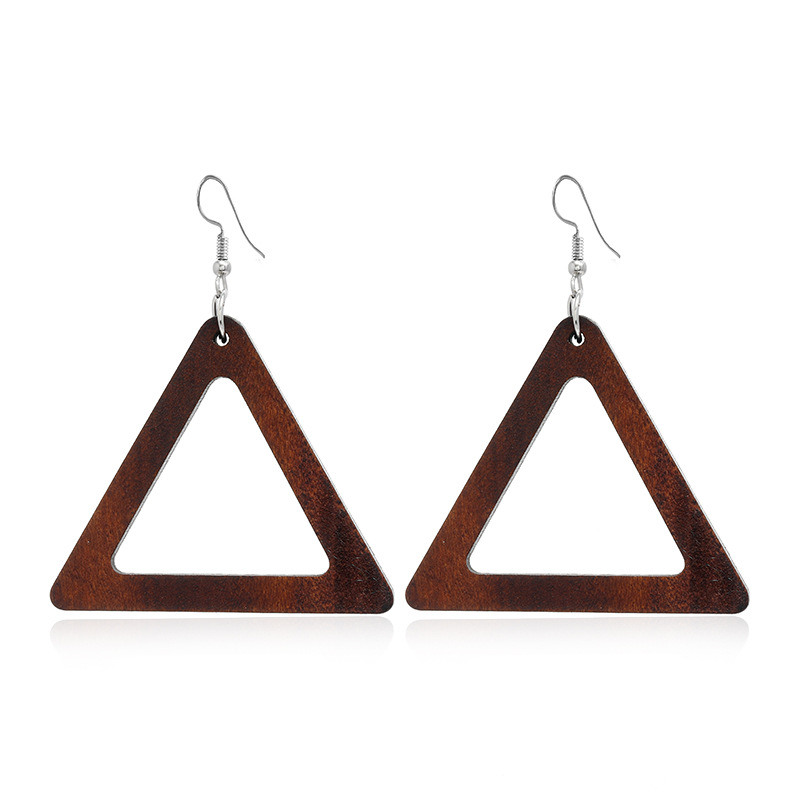 No Inlaid Inlay Material Earrings Classification Travel, Festival Occasion Retro Geometric Hollow Wooden Earrings Set Wholesale Nihaojewelry
