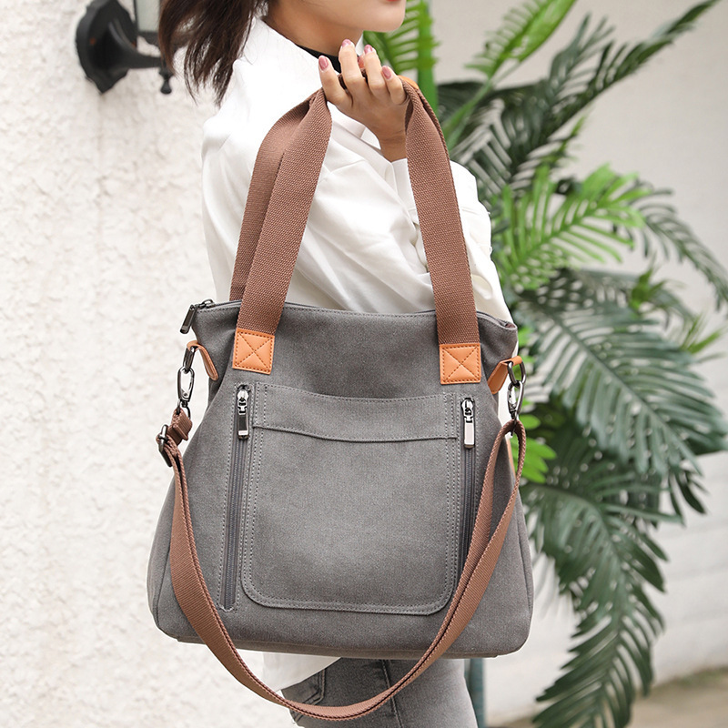 New Fashionable Canvas Large-Capacity Women's Bag, Korean Style Retro Crossbody Shoulder Bag, Casual Foreign Trade Office Worker Tote Bag New Fashionable Canvas Large-Capacity Women's Bag, Korean Style Retro Crossbody Shoulder Bag, Casual Foreign Trade Office Worker Tote Bag