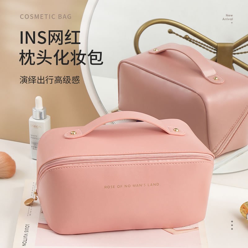 Bolsa de cosméticos PU de gran capacidad, portátil, sentido avanzado de la celebridad de Internet 2025 nueva bolsa de almacenamiento de lavado de cosméticos de viaje