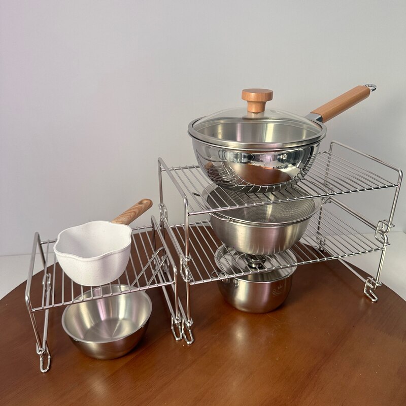 Kitchen Countertop Storage Rack, Layered Storage Partition Shelf, Small Shelf for Storing Dishes and Seasonings in the Cabinet