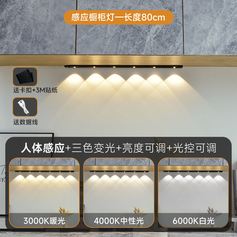 Transfronterizo ultrafino inteligente led luz del sensor del cuerpo auto-adhesivo armario gabinete del vino colina ojo de gato luz con recargable