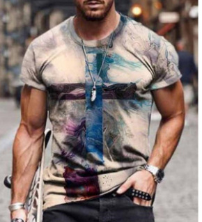 2024 Summer Street Men's 3D T-shirt with Bee Cross Theme Printed Fashion Short sleeved Top_voghion.com