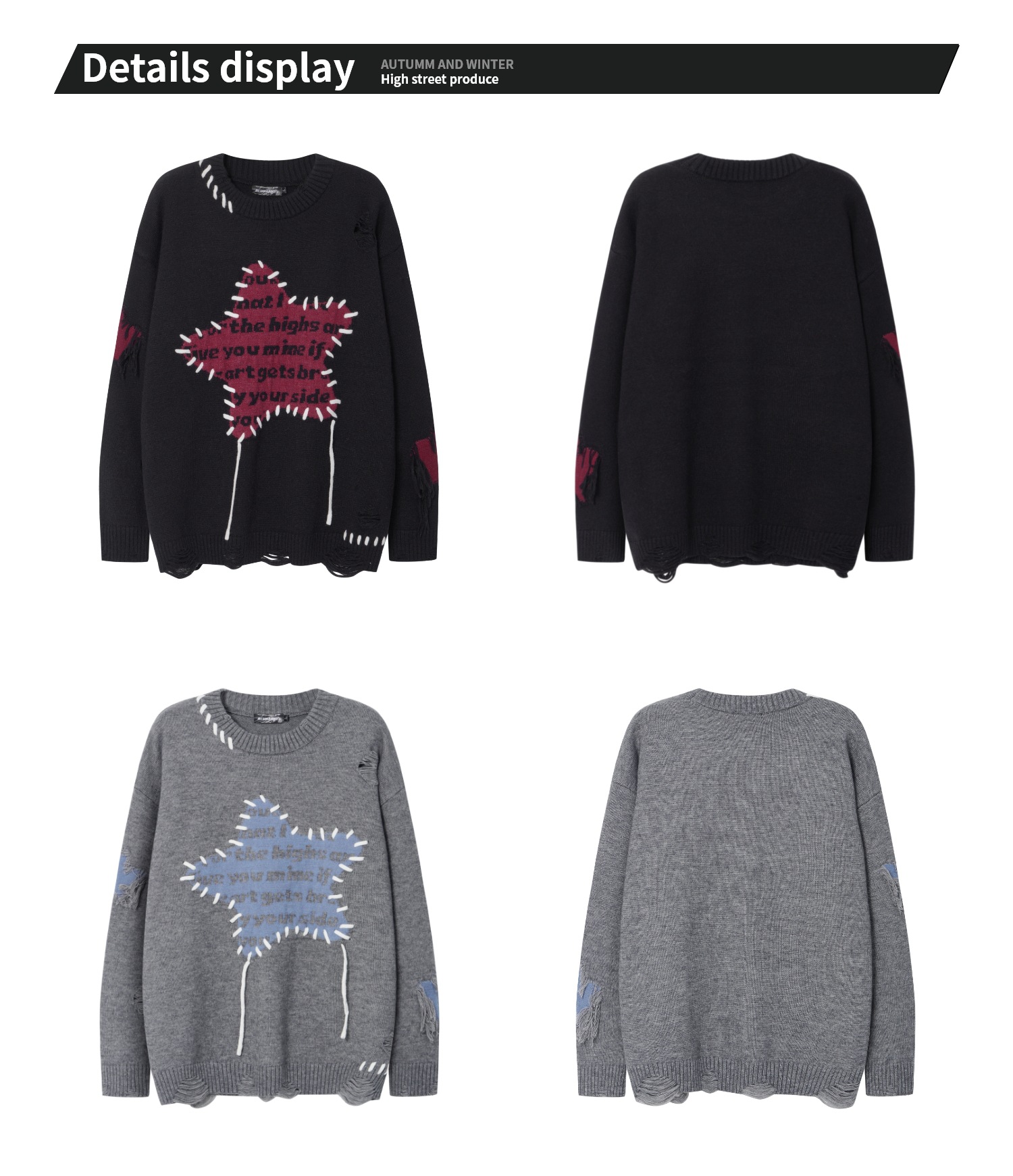 Maglione uomo in maglia stile streetwear con dettagli stella_voghion.com