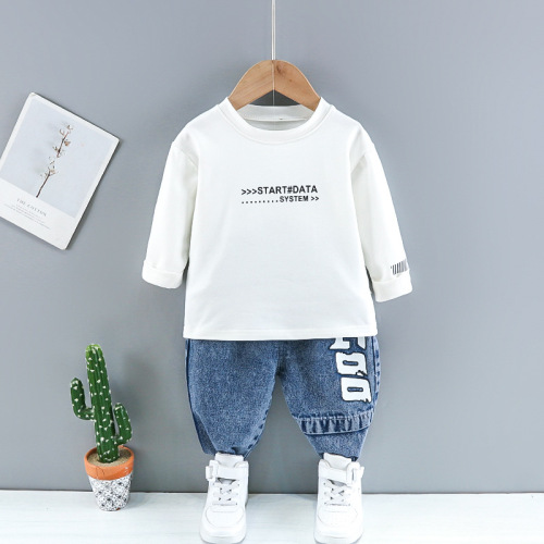 children's clothing spring wholesale denim three-piece set for boys trendy hooded denim suit fashionable children's clothing one-piece dropshipping