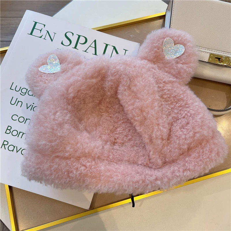 Velvet keep warm hat, cute universal bucket