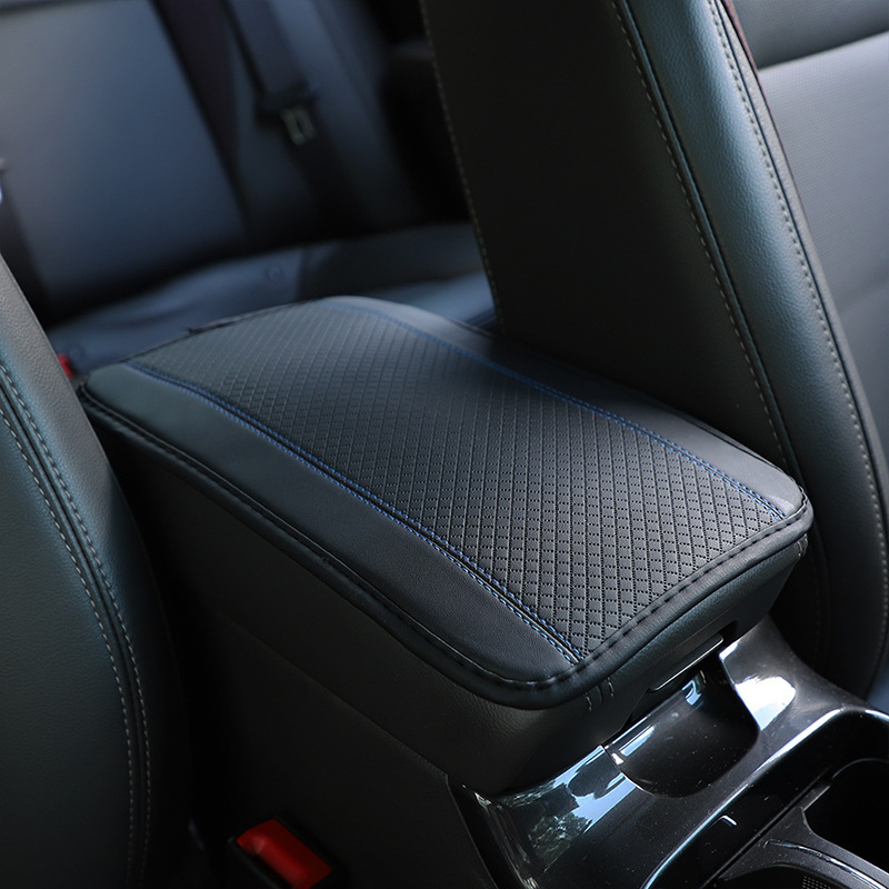 All-season universal armrest box mat, fiber leather embossed, double-stitched, non-slip central armrest box cover mat, Model YL