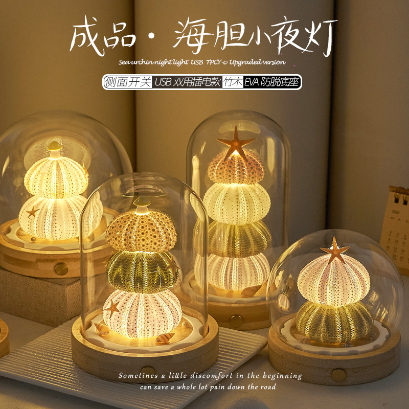 貝海胆ナイトライトガラスカバー完成品 DIY 材料パッケージチームビルディング活動のお供誕生日ギフト装飾品|undefined