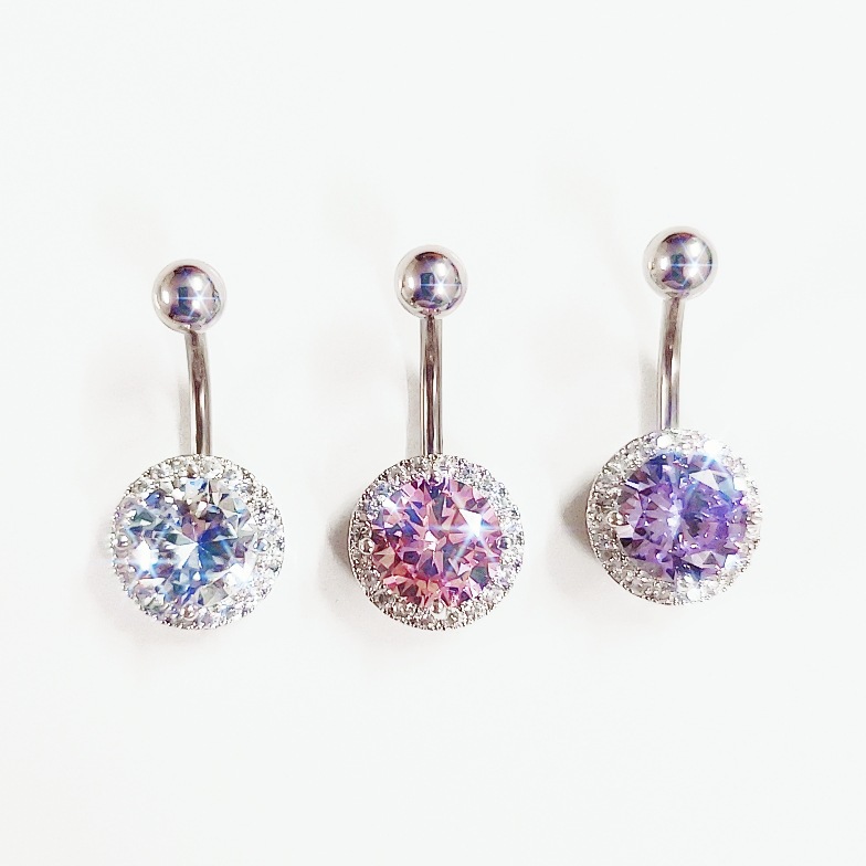 Anello per ombelico micro intarsiato in titanio puro G23 con zirconia per donna, molto venduto oltre confine_voghion.com