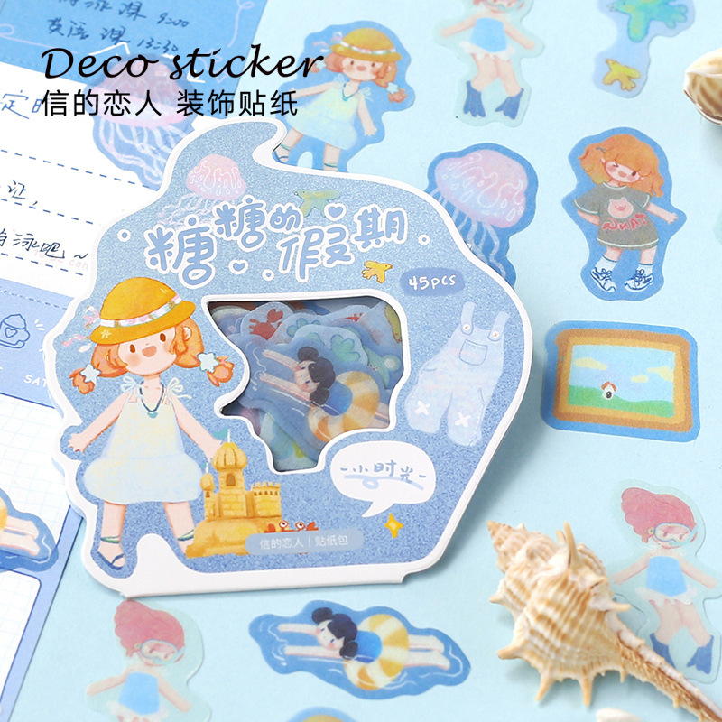 Lovers of the letter Sticker Pack Sugar Sugar Vacation series INS Fresh wind DIY Decorative stickers 45 Zhang Jin 4