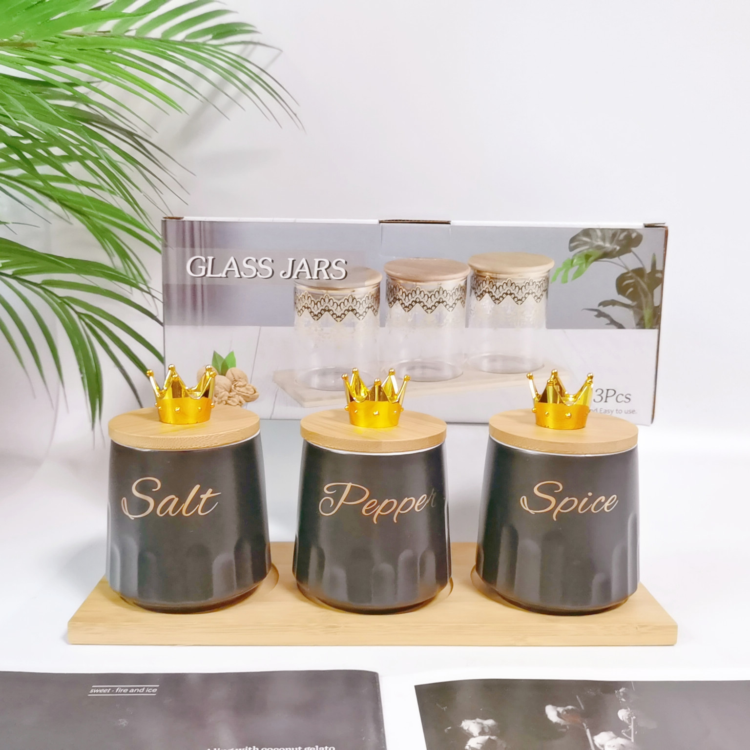 Exportación transfronteriza cerámica sellado tarro traje cocina condimento tarro multi-grano almacenamiento tarro café tarro de té tarro de azúcar