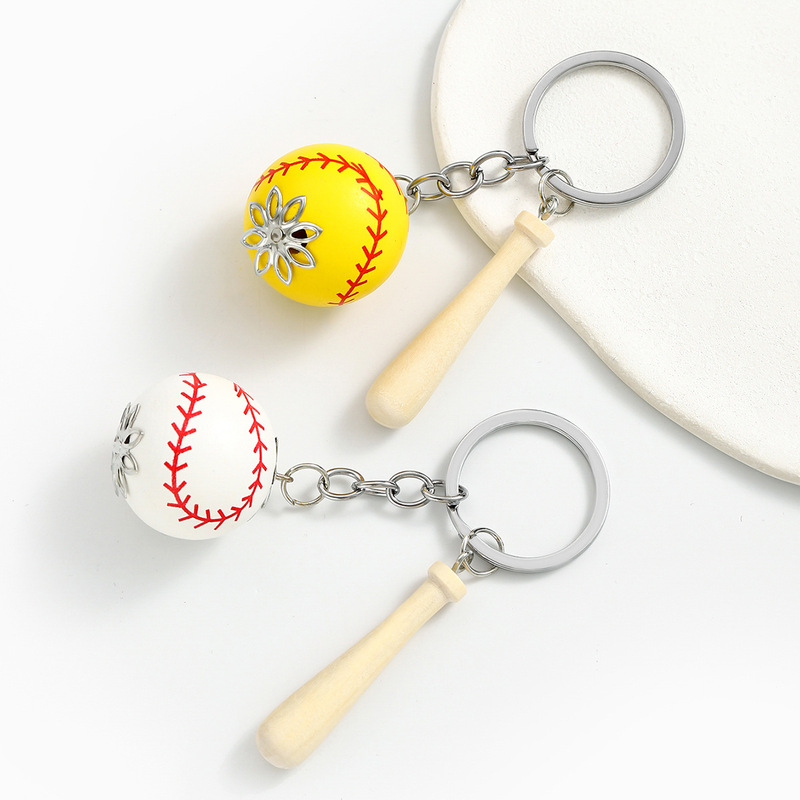 New Sports 3D Baseball Keychain Pendant Baseball Bat Baseball Softball Pendant Car Keychain Accessories