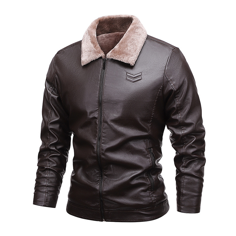 Comercio exterior transfronterizo chaqueta de cuero de hombre 2023 otoño nueva piel en una chaqueta de terciopelo chaqueta de cuero joven chaqueta de hombre
