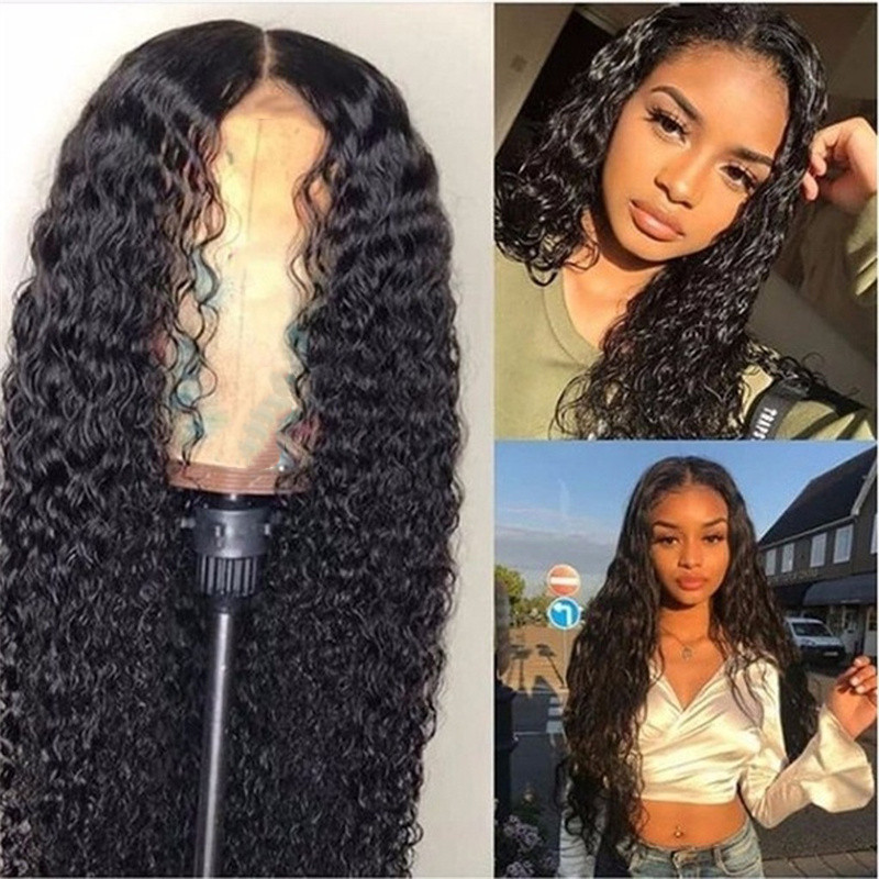 Foreign trade cross-border wig European and American black mid-length long curly hair African explosion head wig chemical fiber high temperature silk head cover