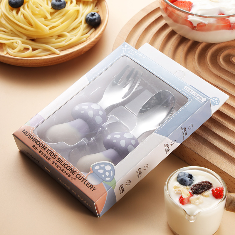 보라색 버섯★포크와 스푼 세트 [컬러박스 포장]