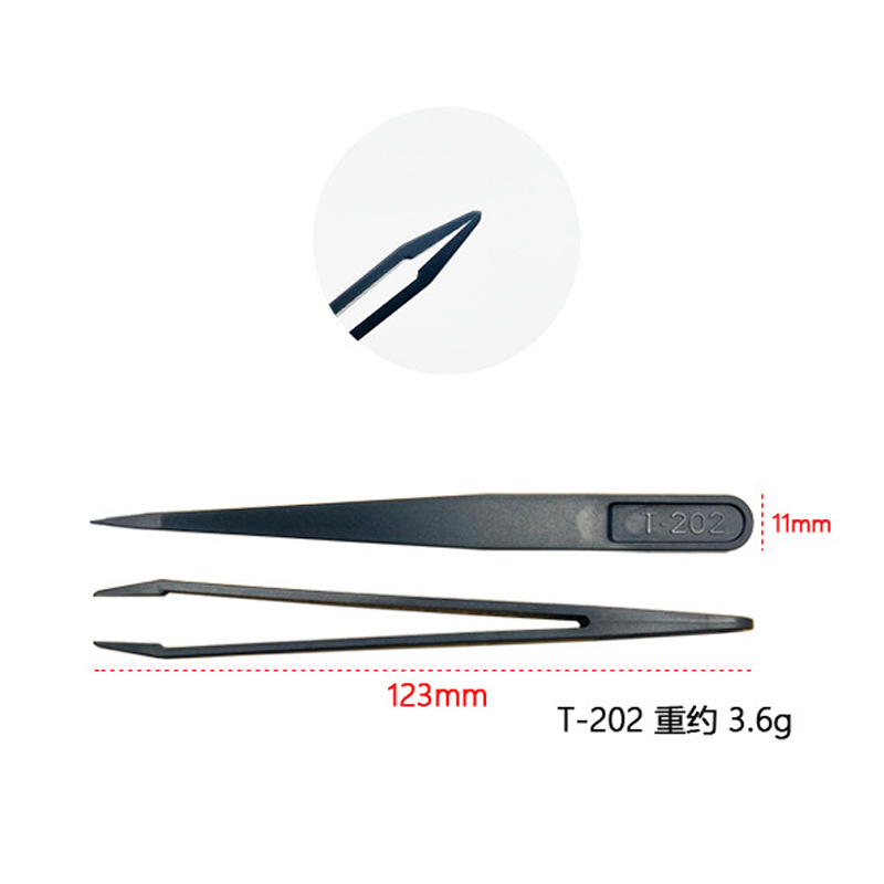Pinzas antiestáticas fibra de carbono de plástico duro clip industrial DIY belleza manicura de precisión de extracción de componentes electrónicos