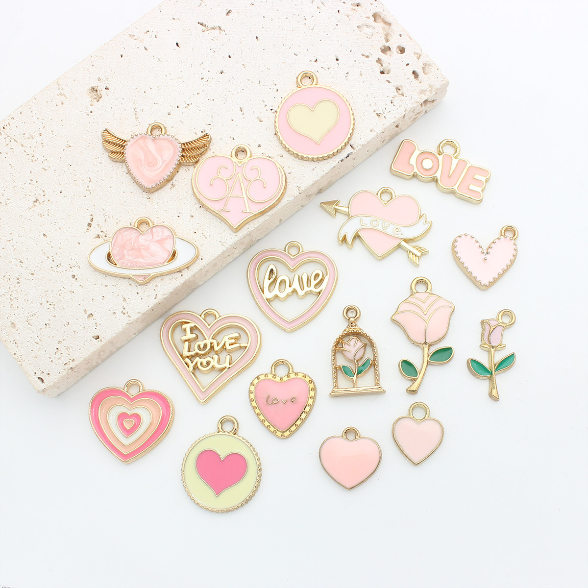 Pendant Jewelry Making Type 10 PCS/Package 10*12mm Alloy Heart Shape Flower Pendant