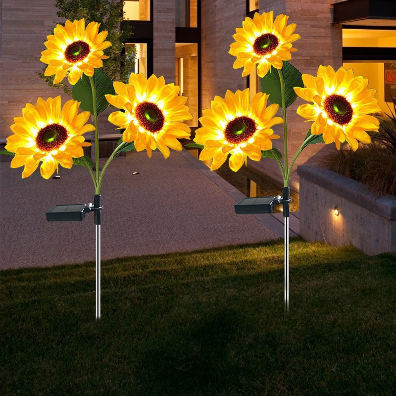 Lámpara Solar Decorativa para Jardín, con Forma de Girasol, para Exteriores, Patio, Césped, con Enchufe para el Suelo, Luz LED