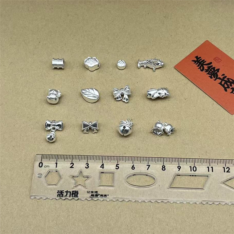 s999足银素银古法挂件DIY手工红绳编织水晶手链脚链纯银配件材料