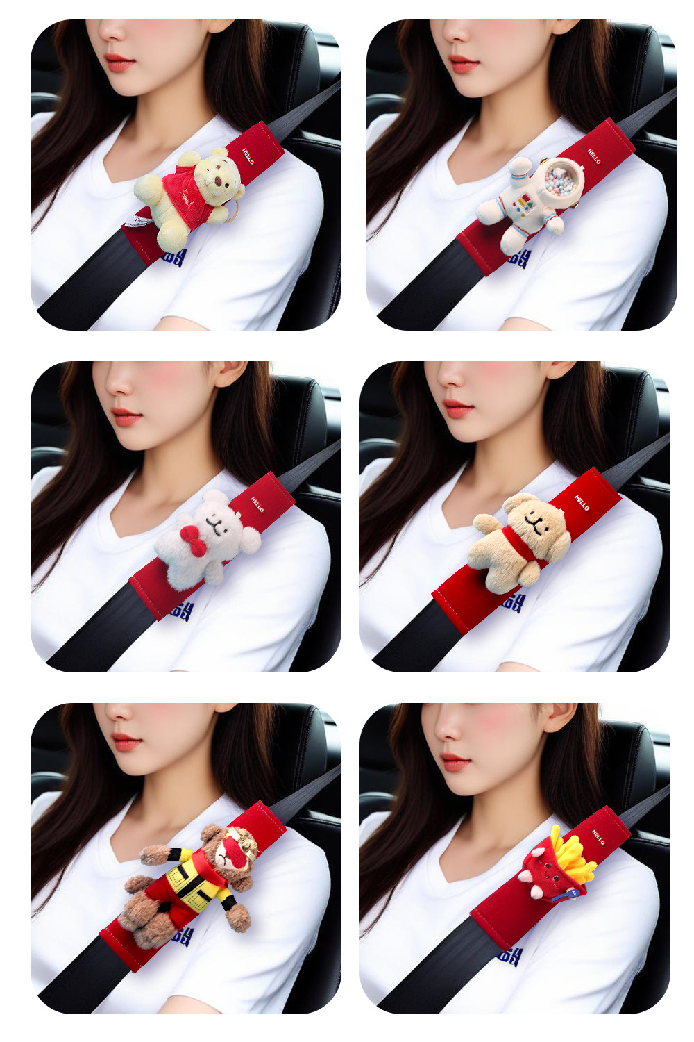 Car Seat Belt Cover Shoulder Pad Cute Plush Cartoon Car Seat Belt Decoration Car Shoulder Strap Shoulder Pad for Women