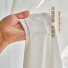 2025新款压皱雪纺纱小众侘寂风肌理素色透光梦幻客厅阳台窗纱