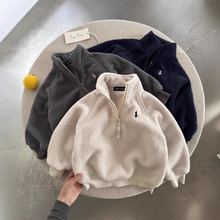 童装毛毛衣儿童套头外套韩版男童半拉链外穿上衣帅气小童秋冬衣服