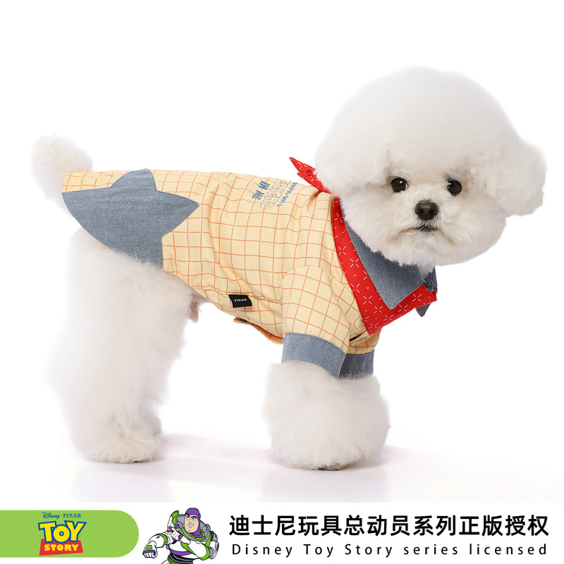 Huayuan Disney Pet Clothing Toy Story Series Woody Spring/Summer Thin Shirt and Bib Set