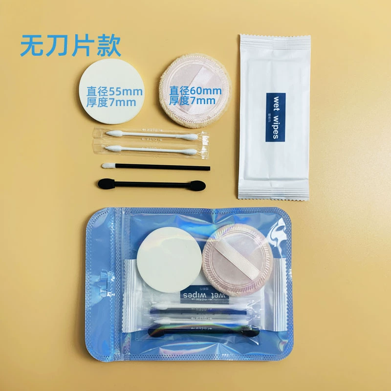 Makeup puff set (Studios Bride's) disposable sponges & brushes, multi-size 3–15 pcs, green/blue pack