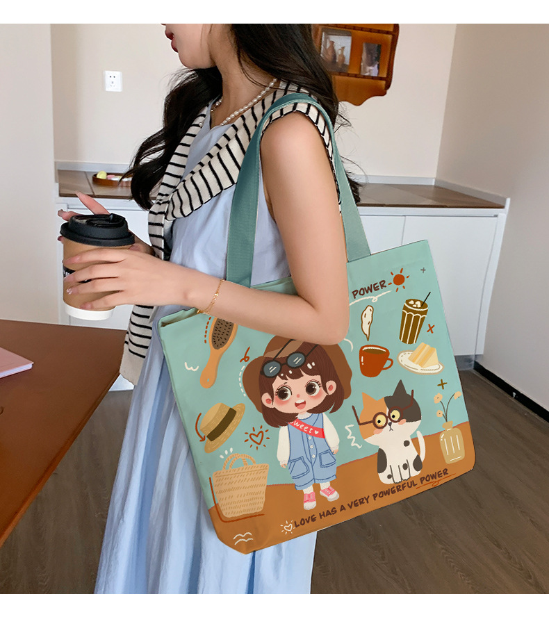 Women's Cute Animal Letter Plant Canvas Shopping Bags display picture 8
