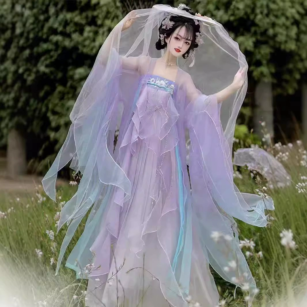 Летний новый фиолетовый ханьский костюм Tang Ци Ци грудь юбка элегантная ученица