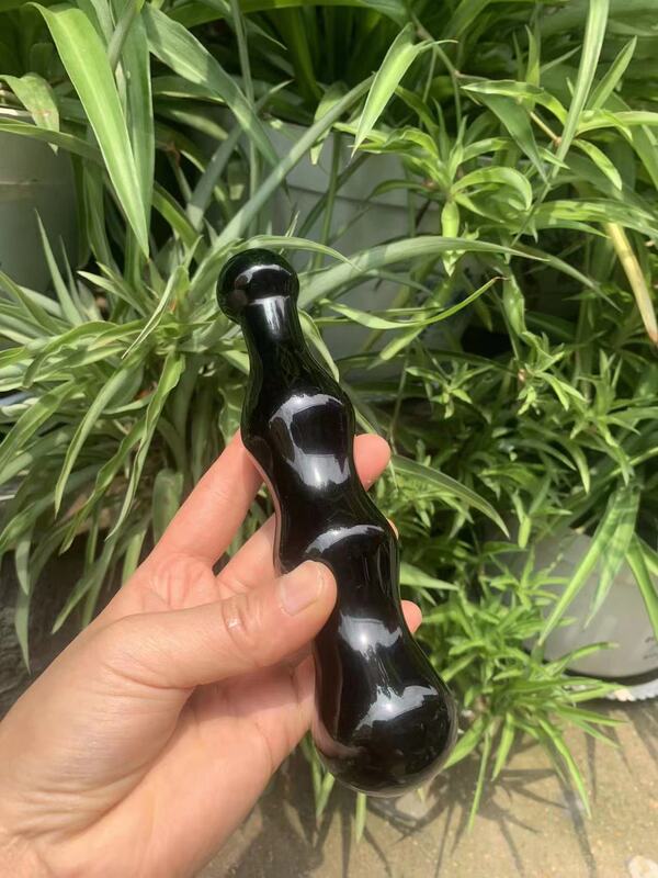 天然水晶黑曜石水晶按摩棒 图 3