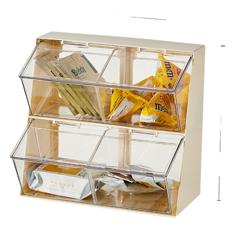 Caja de almacenamiento de bolsas de té a prueba de polvo con tapa café leche té organizador estante de almacenamiento acrílico transparente Oficina escritorio sala de té