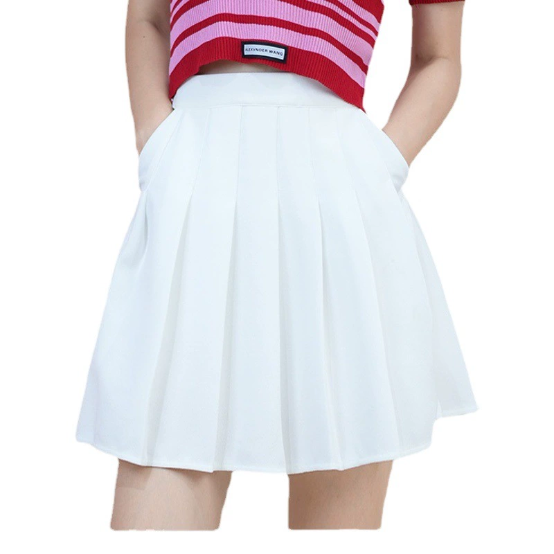 Женская плиссированная юбка с карманом, новинка на весну и лето, эластичная юбка А-силуэта с высокой талией, юбка против бега, Спортивная юбка-оверюбка