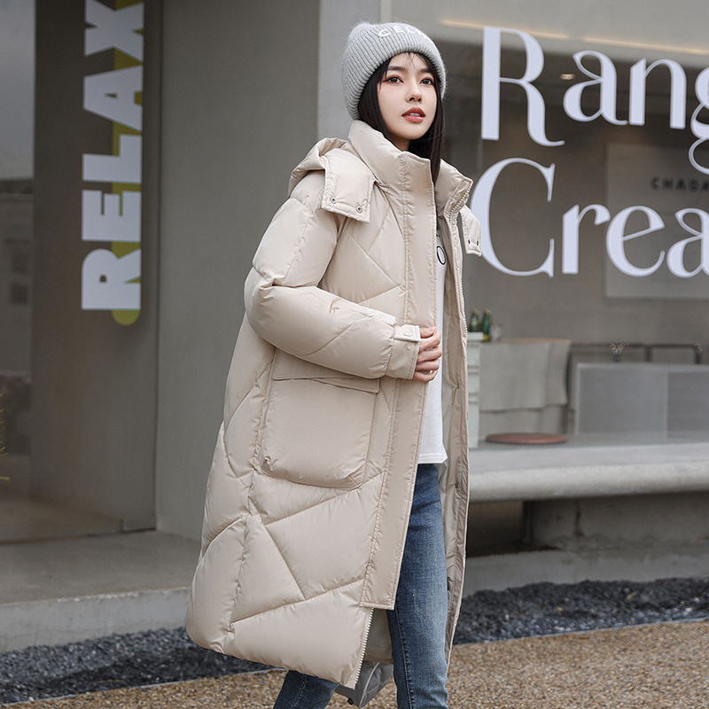 韓国版の外国貿易の厚いパンの服のダウンの綿服の女性のゆったりした冬のコートの中の長いタイプの膝の綿入れの上着|undefined