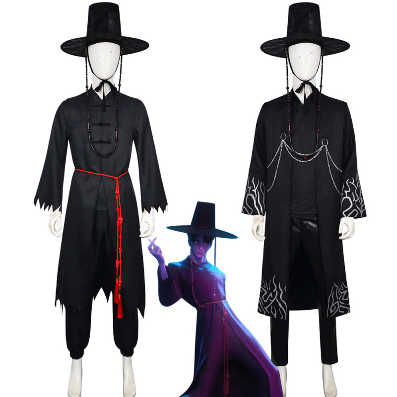 K-POP ハンターウィッチコスプレシャガボーイズグループ秦宇コス服ベビーブラック歌うスーツ|undefined