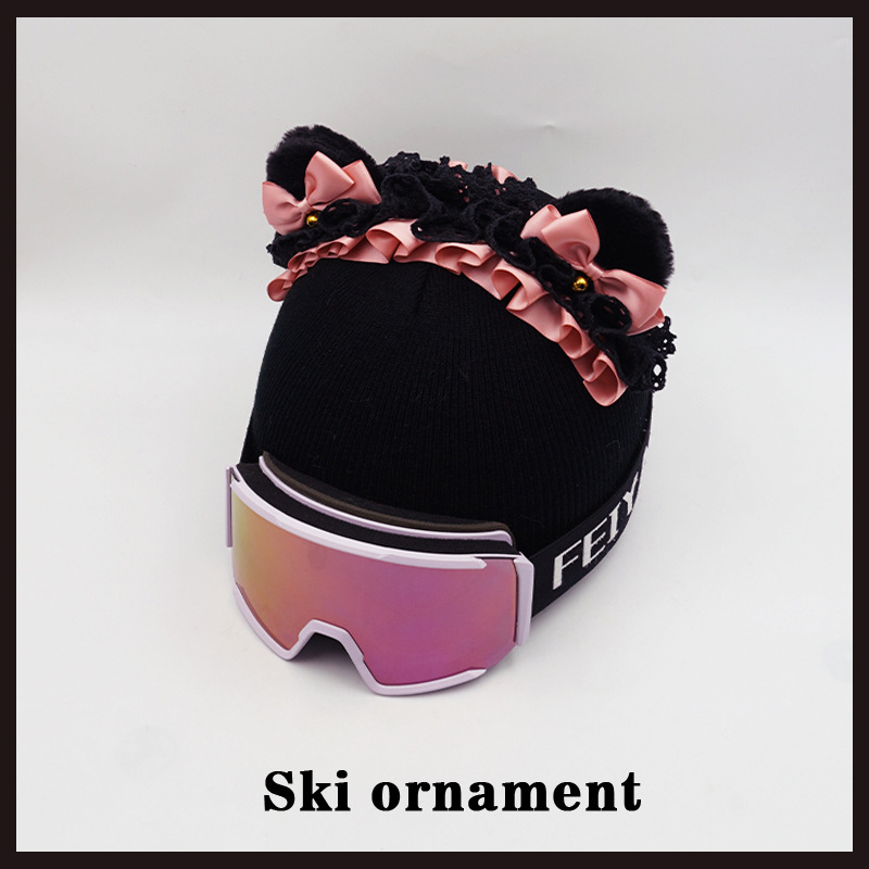 Lace Bear Headband Ski Helmet Cover Accessory