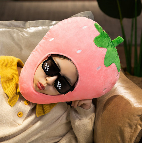Cute fruit red pink children can wear strawberry headgear hat performance props photo artifact supply