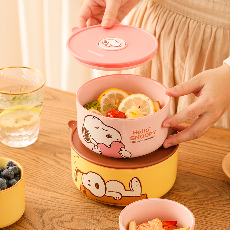 Auténtico Tazón de Conservación Snoopy, Bonito Tazón de Cerámica para Microondas de 6 Pulgadas, Lonchera de Cerámica al por Mayor