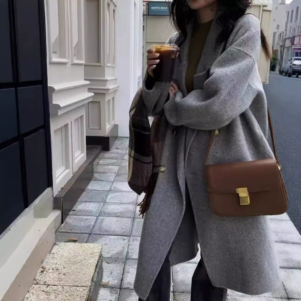 Пальто из полушерсти демисезонное для подростков, oversize спортивная куртка S/M