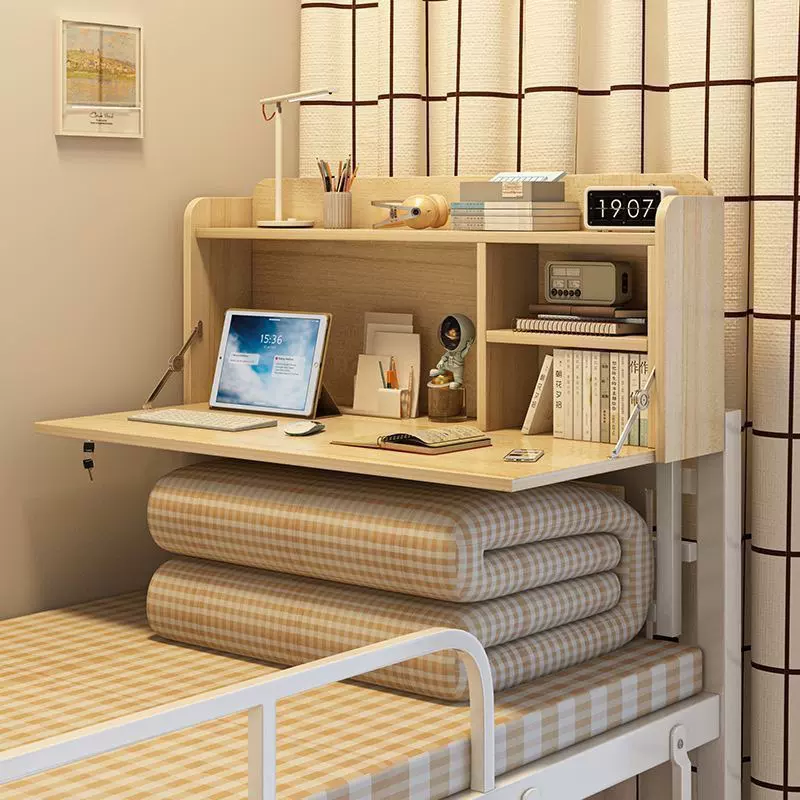 简约床上小桌子宿舍学生可折叠学校宿舍多功能书架电脑桌床上书桌