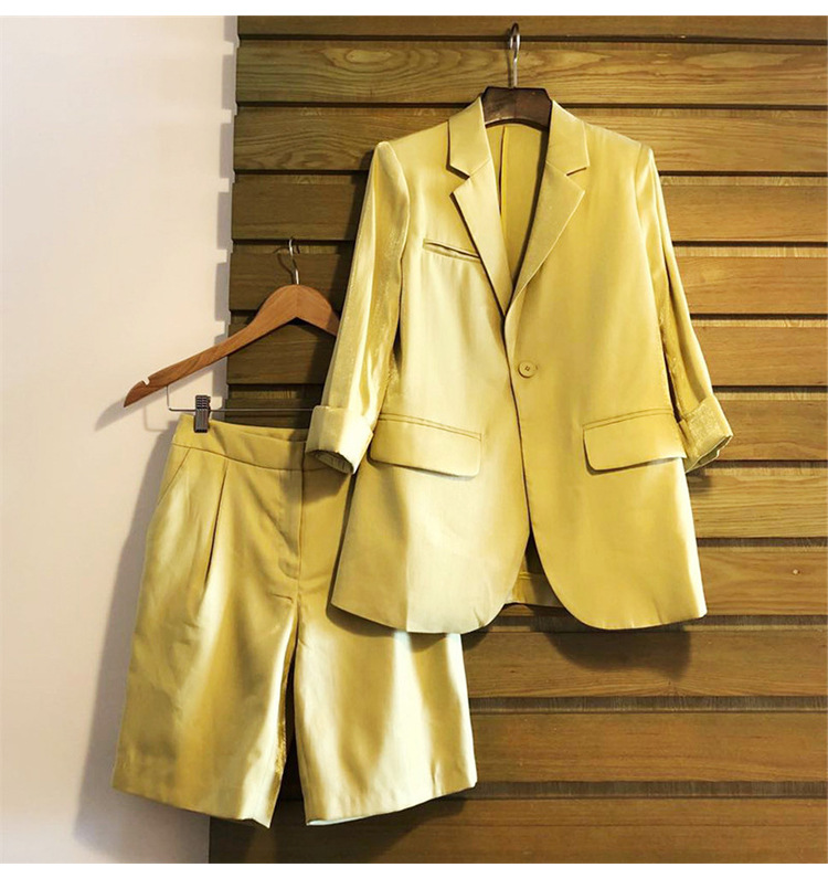 Spot Mid-length Suit Straight-leg Pants Two-piece Female European Goods 2021 Spring And Summer New Suit