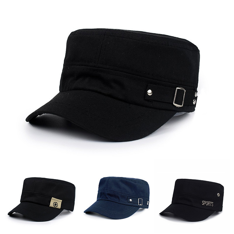 Middle-aged and elderly flat-top hat men's solid color cap outdoor sun protection Spring short-brimmed baseball cap fashion casual sun hat