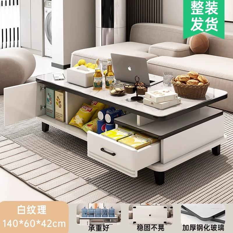 Mesa de té sala de estar pequeña casa de vidrio temperado mesa de té simple y moderna 2024 nuevo balcón de lujo pequeño mesa de té